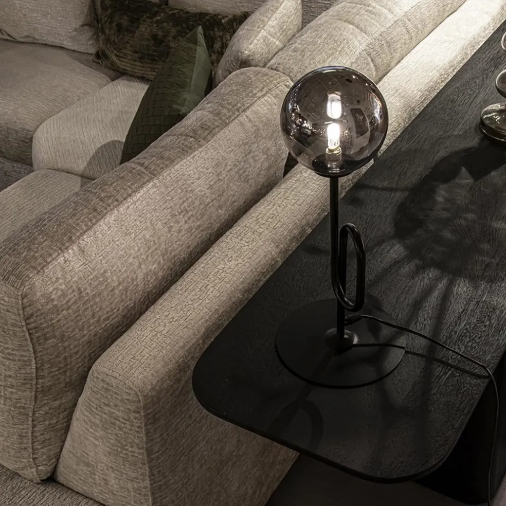 New Straluma Retro tafellamp zwart met smoke/titanium glazen bol