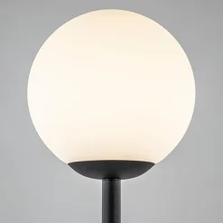 Online Straluma Retro vloerlamp mat zwart met witte glazen bol