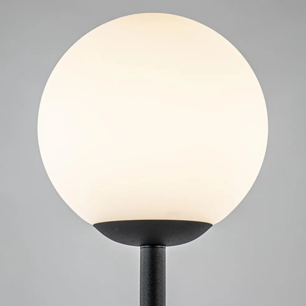 Online Straluma Retro vloerlamp mat zwart met witte glazen bol