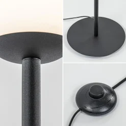Online Straluma Retro vloerlamp mat zwart met witte glazen bol
