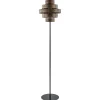 Online Straluma Retro vloerlamp zwart met walnoot houten kap