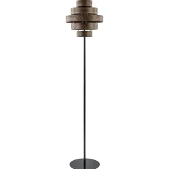 Online Straluma Retro vloerlamp zwart met walnoot houten kap