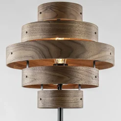 Online Straluma Retro vloerlamp zwart met walnoot houten kap