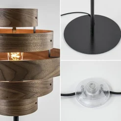 Online Straluma Retro vloerlamp zwart met walnoot houten kap