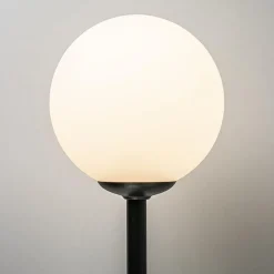 Best Straluma Retro wandlamp zwart met witte glazen bol