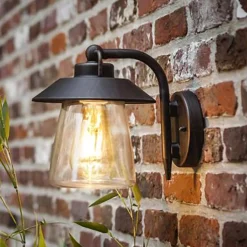 Shop Straluma Robuuste buitenlamp wand zwart met roest en glas