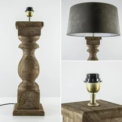 New Straluma Robuuste lampvoet Cadore massief hout met brons