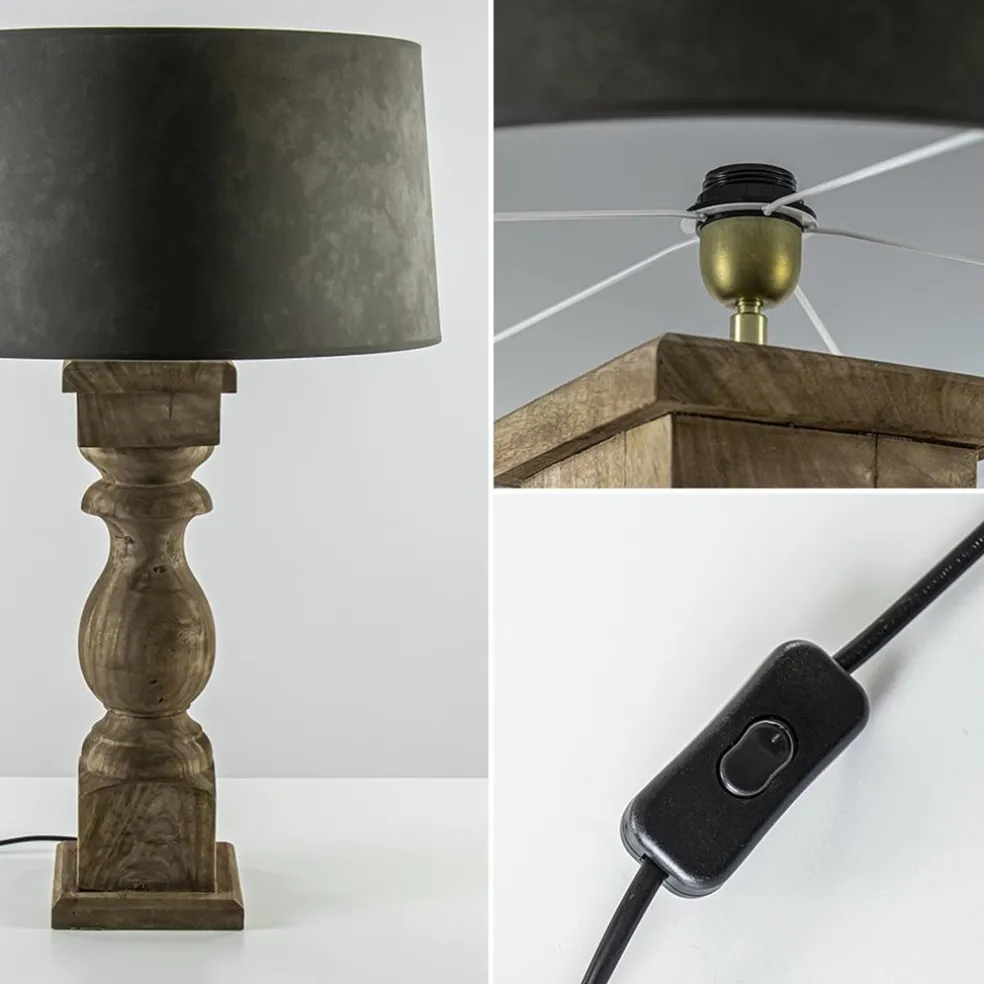 New Straluma Robuuste lampvoet Cadore massief hout met brons