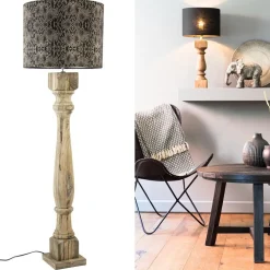 Clearance Straluma Robuuste lampvoet Robbia hout exclusief kap