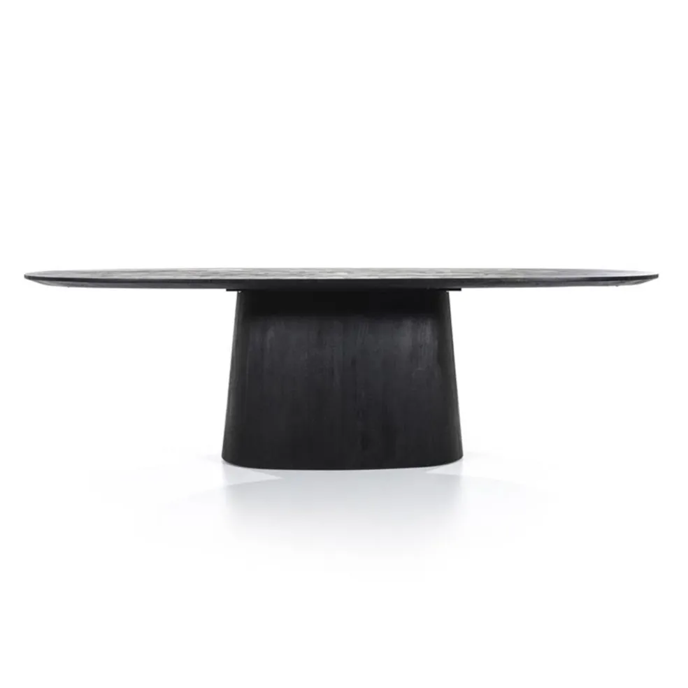 Best Straluma Robuuste mango houten eettafel Aron ovaal zwart
