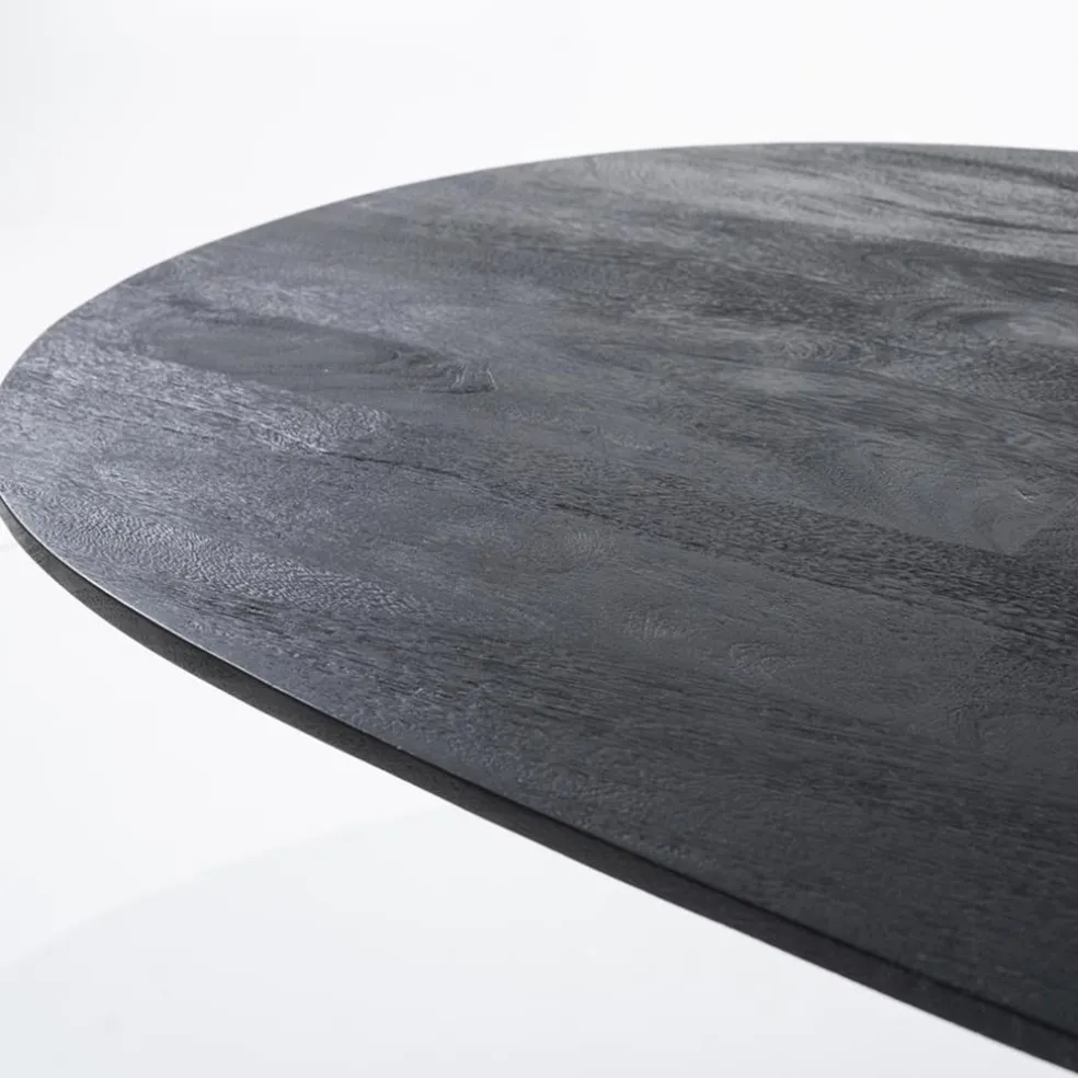Best Straluma Robuuste mango houten eettafel Aron ovaal zwart