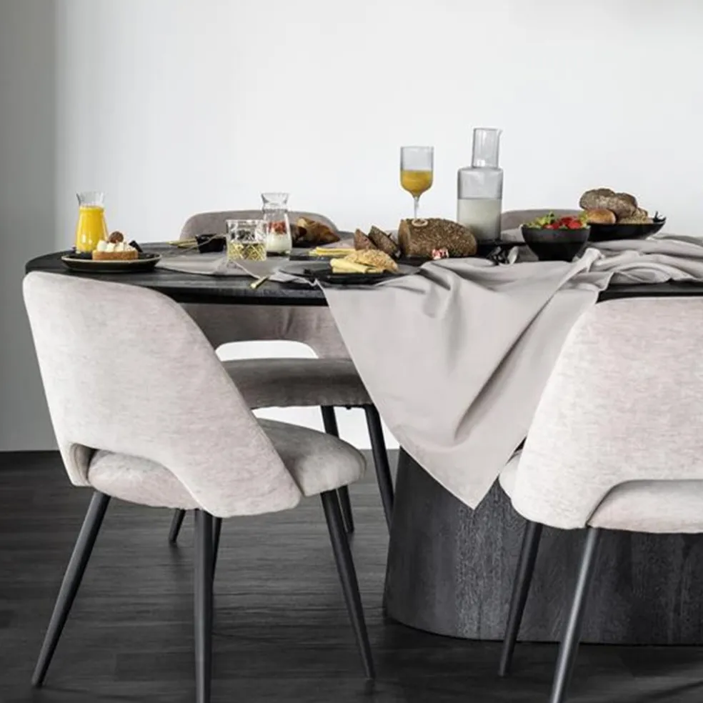 Best Straluma Robuuste mango houten eettafel Aron ovaal zwart