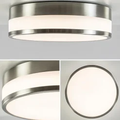 Best Straluma Ronde badkamer plafonnière nikkel met opaal glas