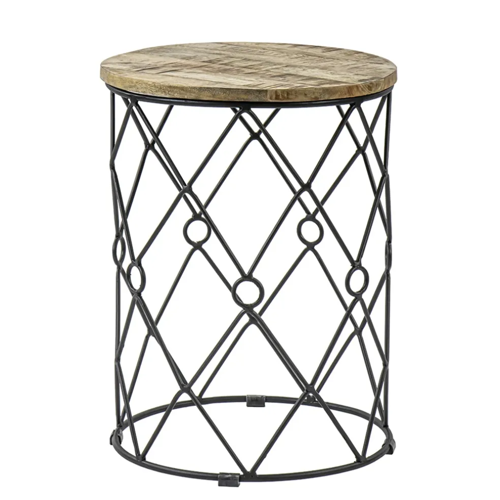 Best Straluma Ronde bijzettafel mangohout met zwart metaal