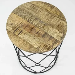 Best Straluma Ronde bijzettafel mangohout met zwart metaal