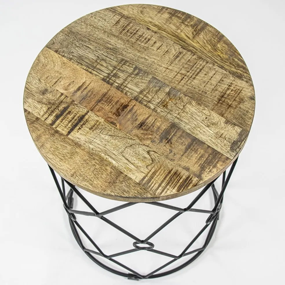 Best Straluma Ronde bijzettafel mangohout met zwart metaal
