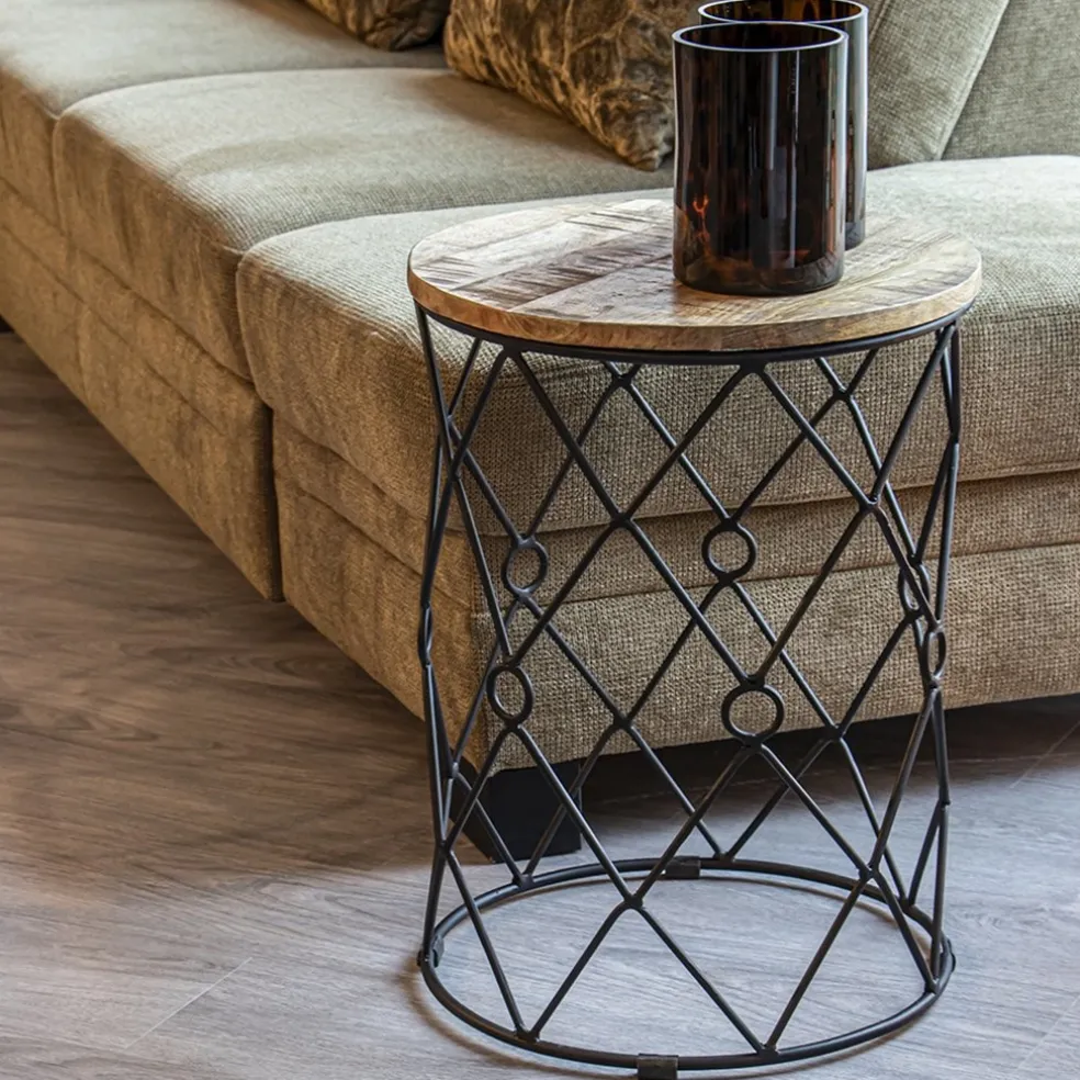 Best Straluma Ronde bijzettafel mangohout met zwart metaal