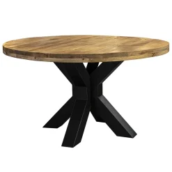 Store Straluma Ronde eettafel mangohout met zwarte poot Ø130 cm