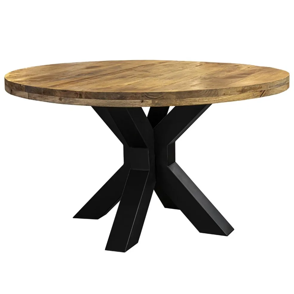 Store Straluma Ronde eettafel mangohout met zwarte poot Ø130 cm