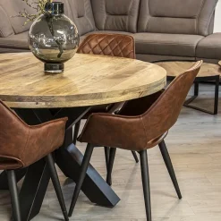 Store Straluma Ronde eettafel mangohout met zwarte poot Ø130 cm