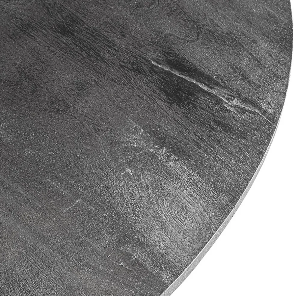 Fashion Straluma Ronde eettafel zwart mangohout met zwarte poot