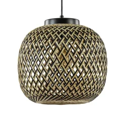 Store Straluma Ronde hanglamp bamboe naturel met zwart