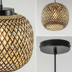 Store Straluma Ronde hanglamp bamboe naturel met zwart