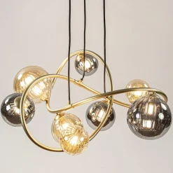 Best Sale Straluma Ronde hanglamp goud met amber en smoke glas
