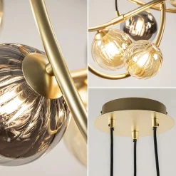 Best Sale Straluma Ronde hanglamp goud met amber en smoke glas