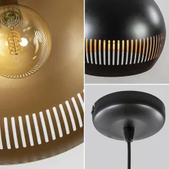 Hot Straluma Ronde hanglamp koepel zwart/goud 40 cm