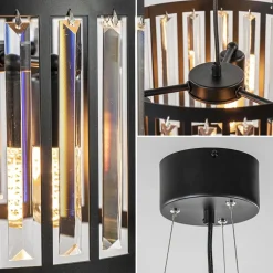 New Straluma Ronde hanglamp mat zwart met kristalglas