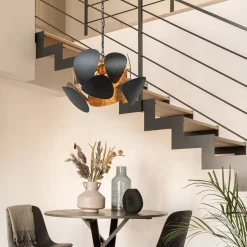 Best Straluma Ronde hanglamp textured black met ambachtelijk brons