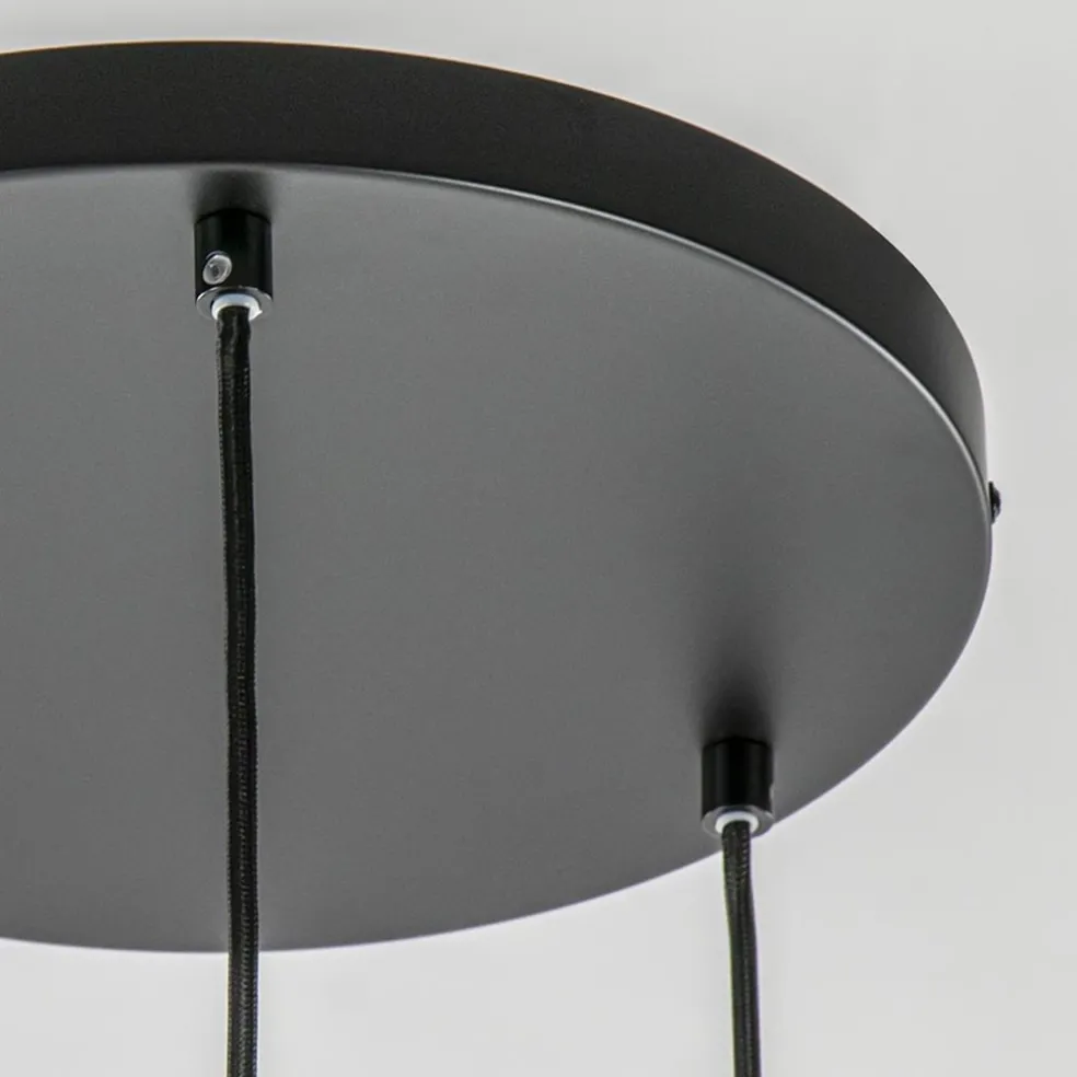 Shop Straluma Ronde hanglamp zwart/goud met amber glas