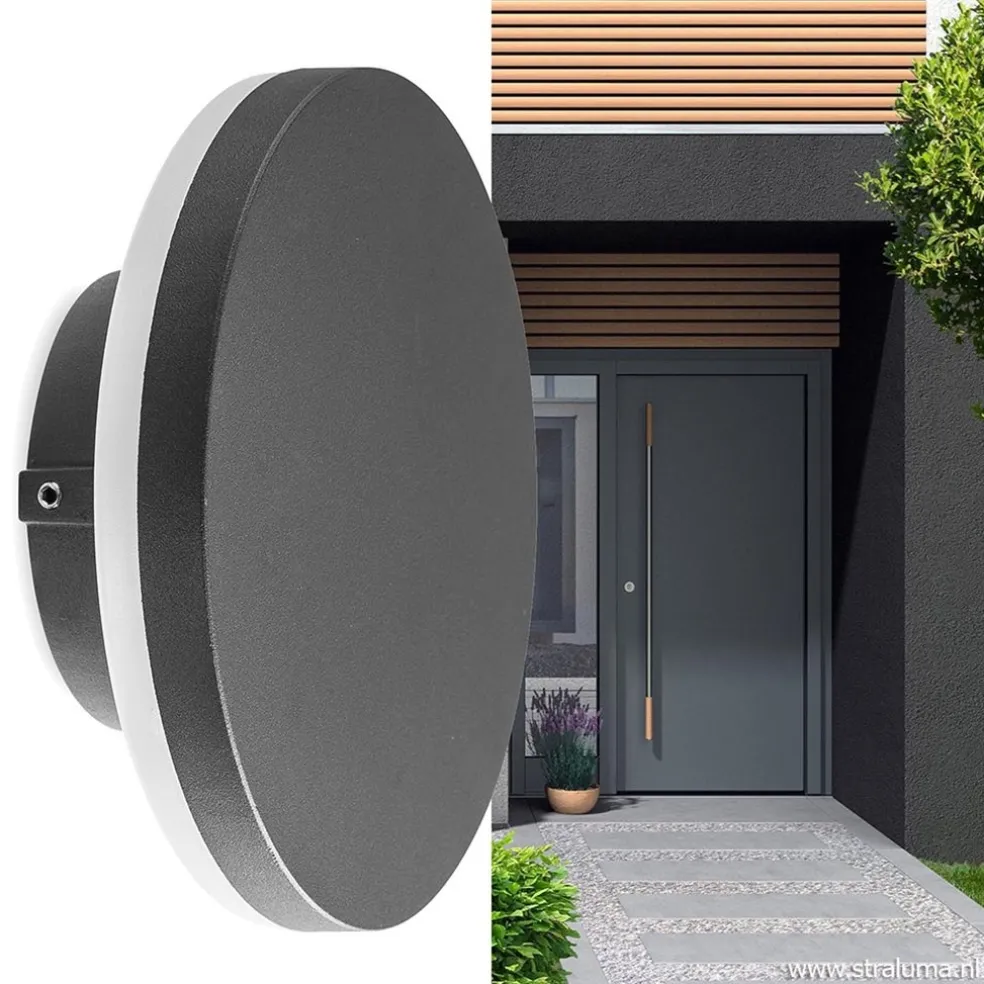 Online Straluma Ronde LED wandlamp tuin antraciet