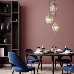 Sale Straluma Ronde 3-lichts hanglamp Charlene nikkel/kristal
