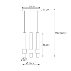 Cheap Straluma Ronde 3-lichts hanglamp cilinders inclusief LED