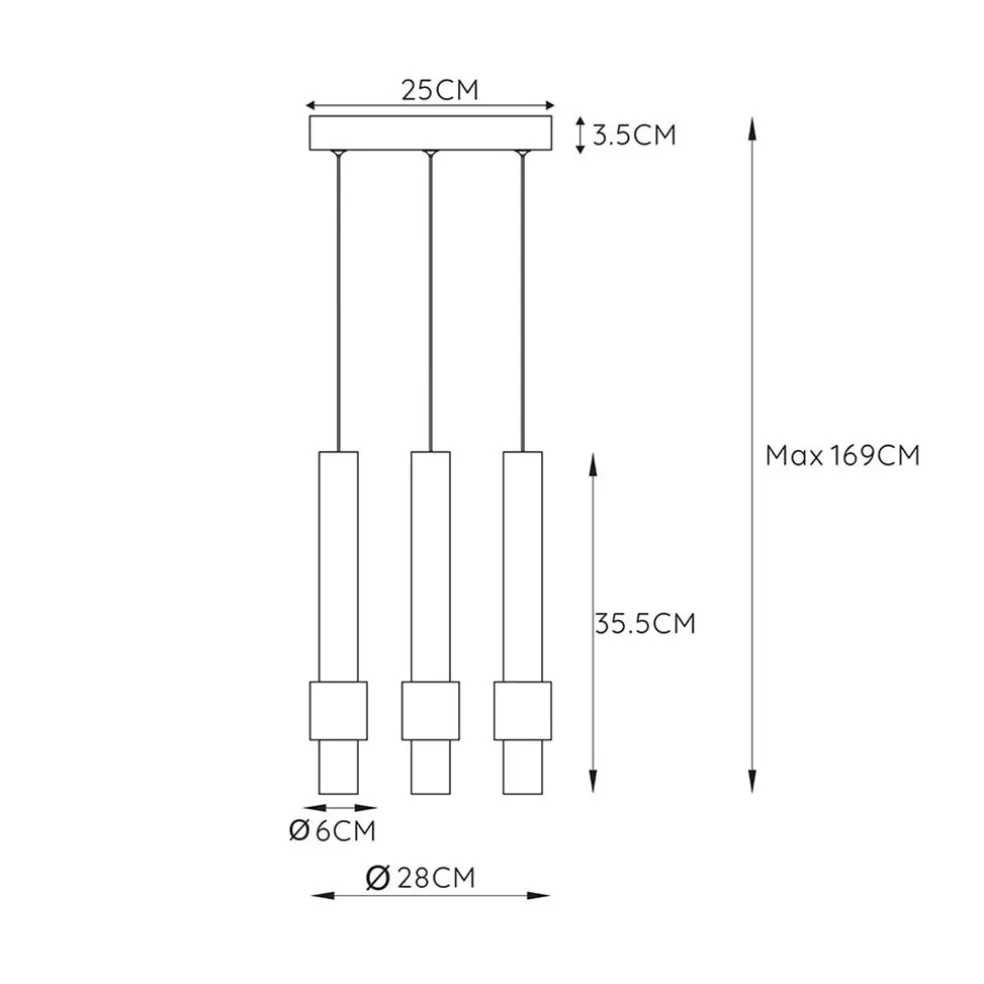 Cheap Straluma Ronde 3-lichts hanglamp cilinders inclusief LED