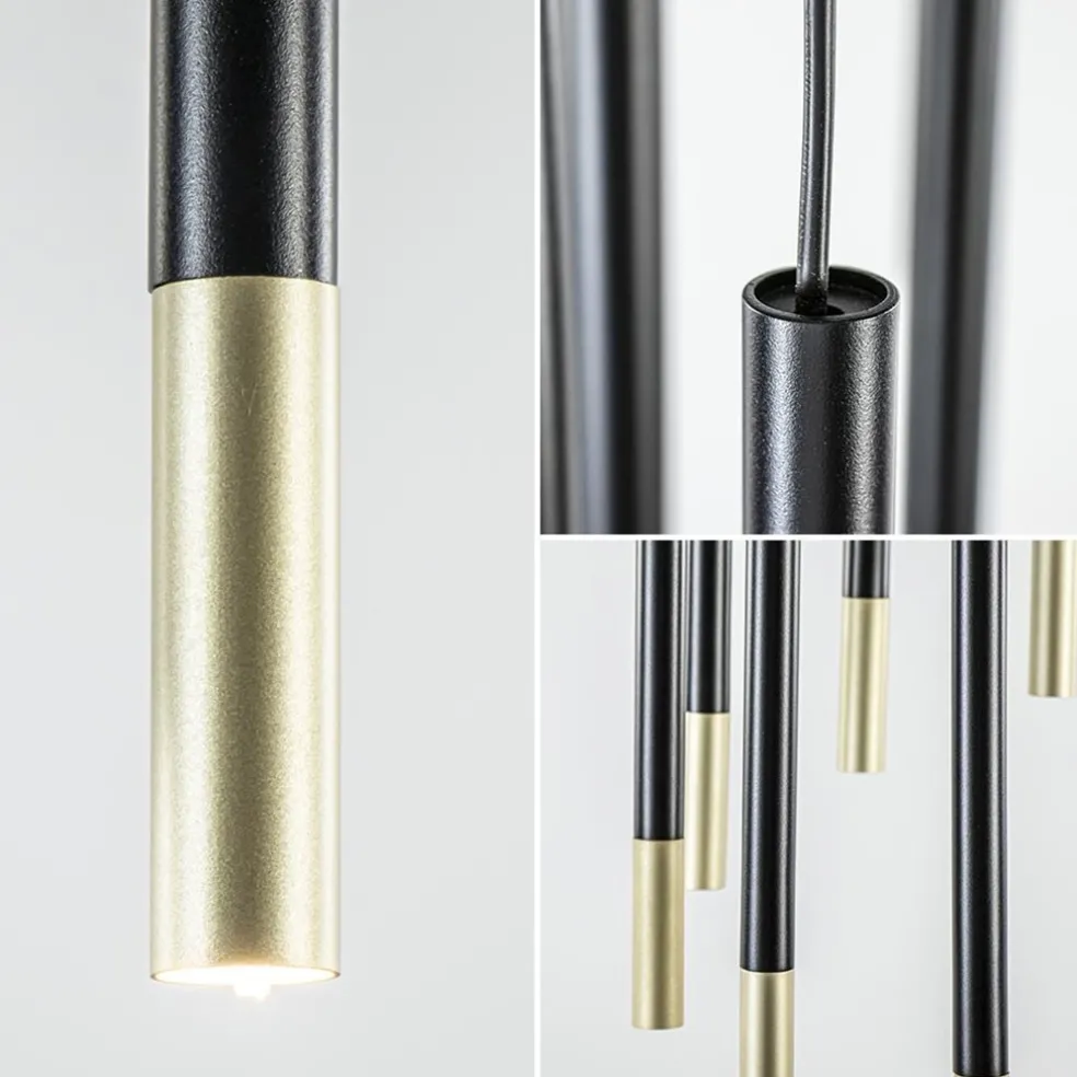 Outlet Straluma Ronde 8-lichts hanglamp cilinders zwart goud