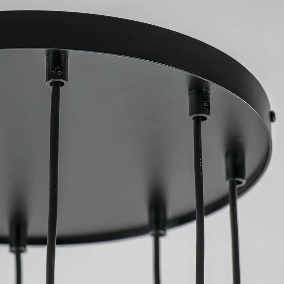 Outlet Straluma Ronde 8-lichts hanglamp cilinders zwart goud