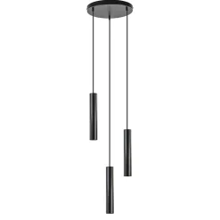 Shop Straluma Ronde 3-lichts hanglamp cilinders mat zwart