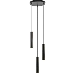 Shop Straluma Ronde 3-lichts hanglamp cilinders mat zwart