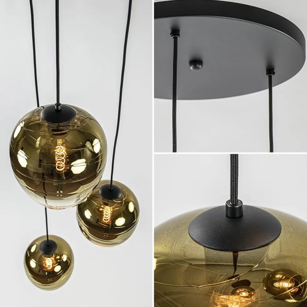 Best Straluma Ronde 3-lichts hanglamp golden gradient met zwart