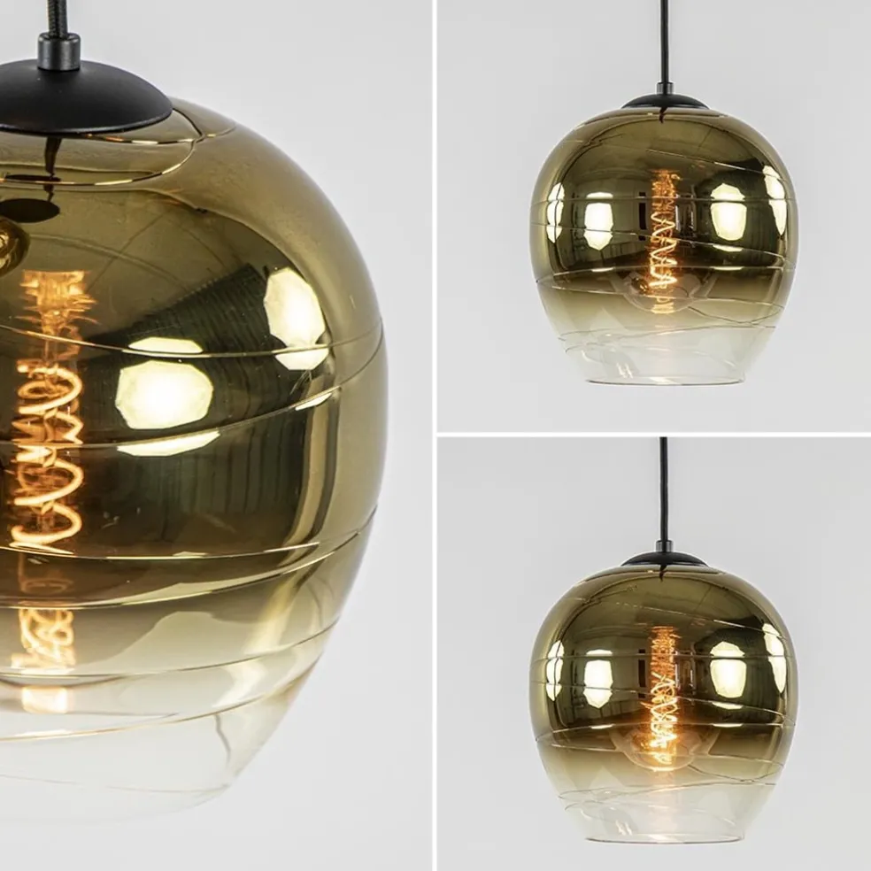 Best Straluma Ronde 3-lichts hanglamp golden gradient met zwart