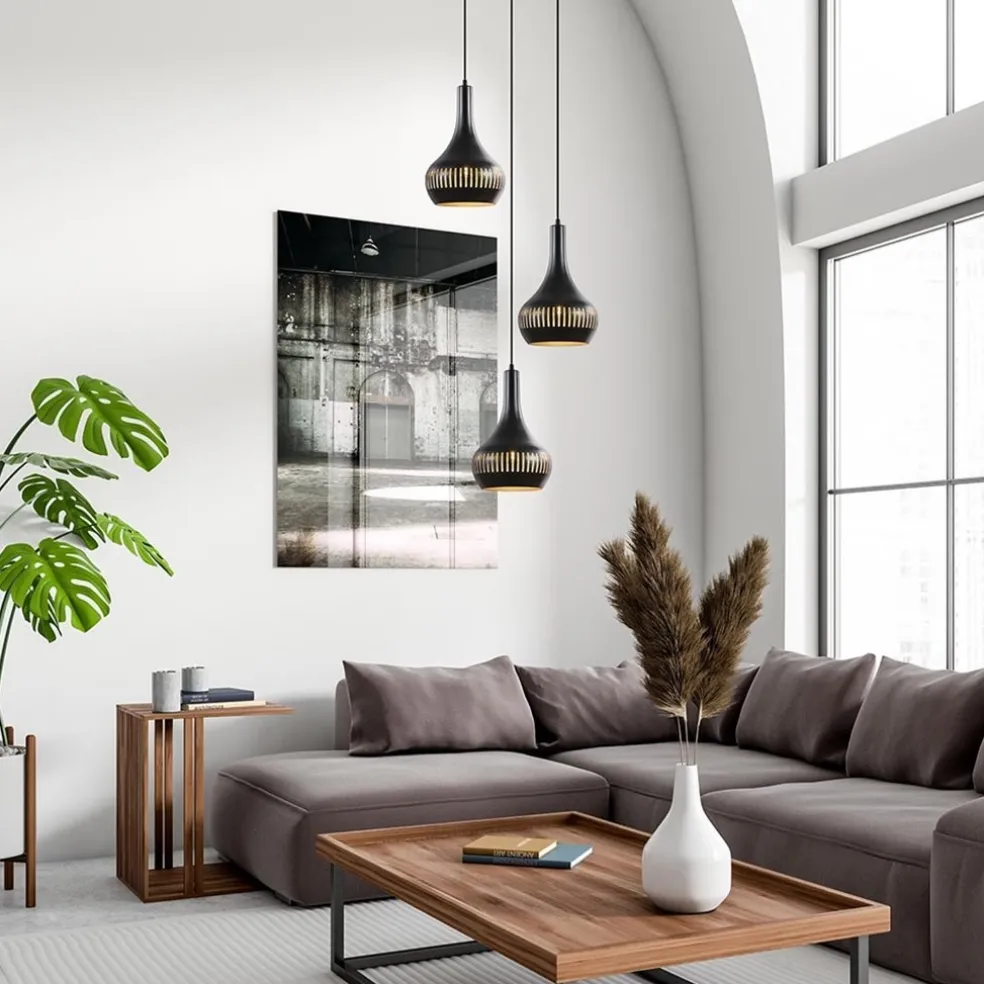 Hot Straluma Ronde 3-lichts hanglamp mat zwart met goud