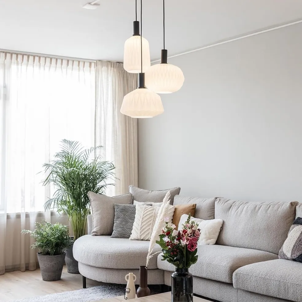 Outlet Straluma Ronde 3-lichts hanglamp met opaal witte glazen