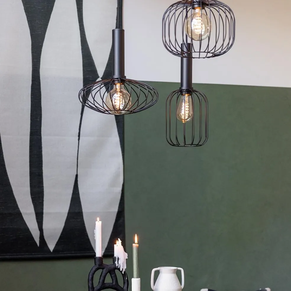 New Straluma Ronde 3-lichts hanglamp met draadkappen divers