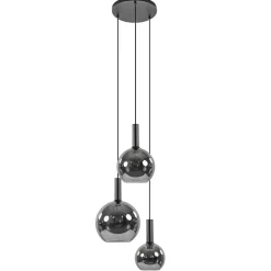 New Straluma Ronde 3-lichts hanglamp met diverse smoke glazen kappen