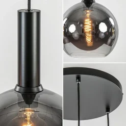 New Straluma Ronde 3-lichts hanglamp met diverse smoke glazen kappen