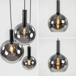 New Straluma Ronde 3-lichts hanglamp met diverse smoke glazen kappen