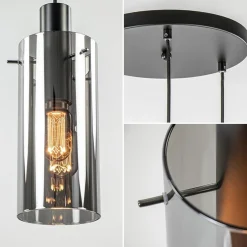 Cheap Straluma Ronde 3-lichts hanglamp met cilinder smoke glas